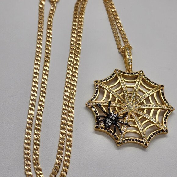 Last one  Brand New Brazilian 18k Gold Filled Necklace & SpiderWeb Brass pendent - Picture 4 of 4
